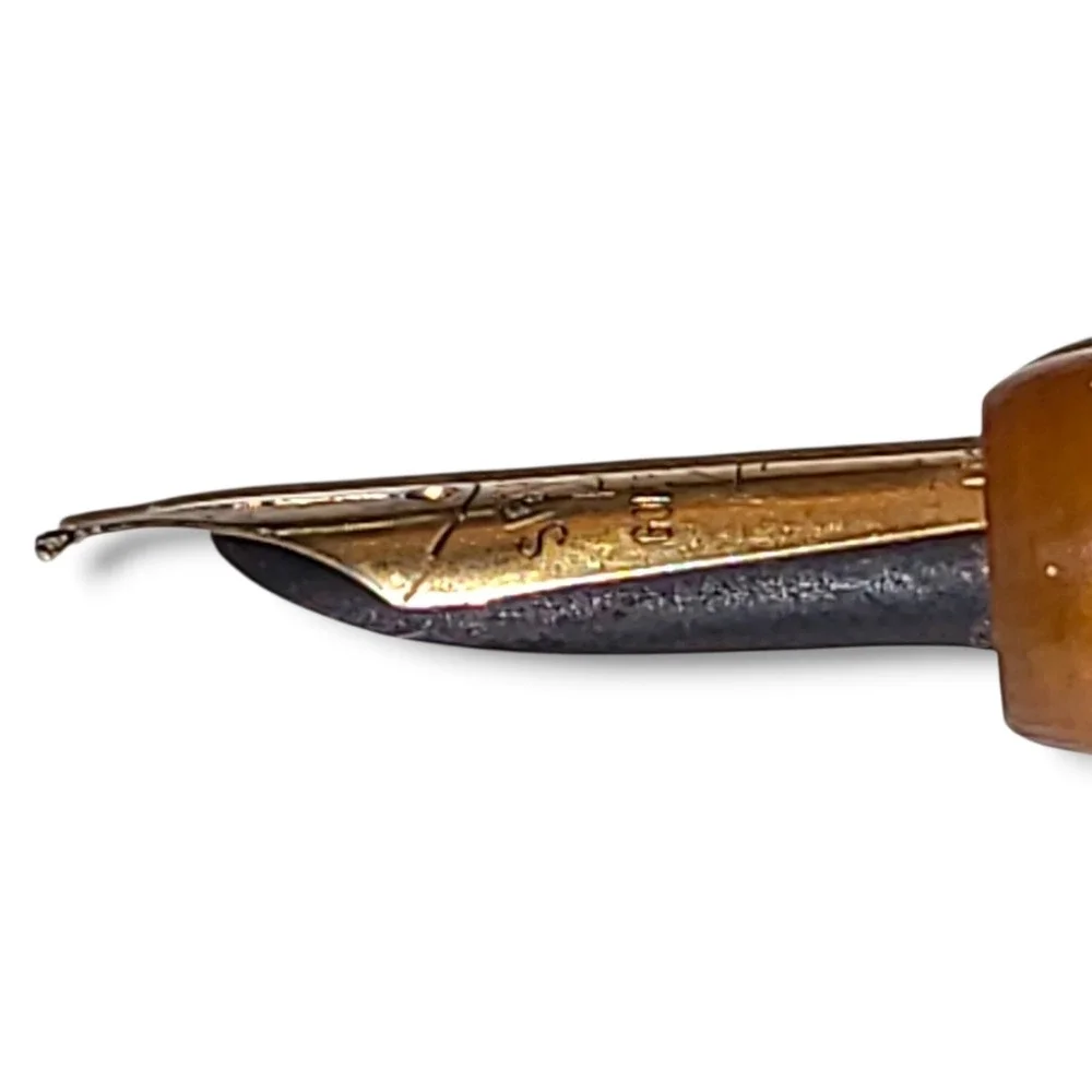 Vintage Butterscotch Bakelite Dip Pen 14 Ct Gold Plated Nib No 4 Writing Pen